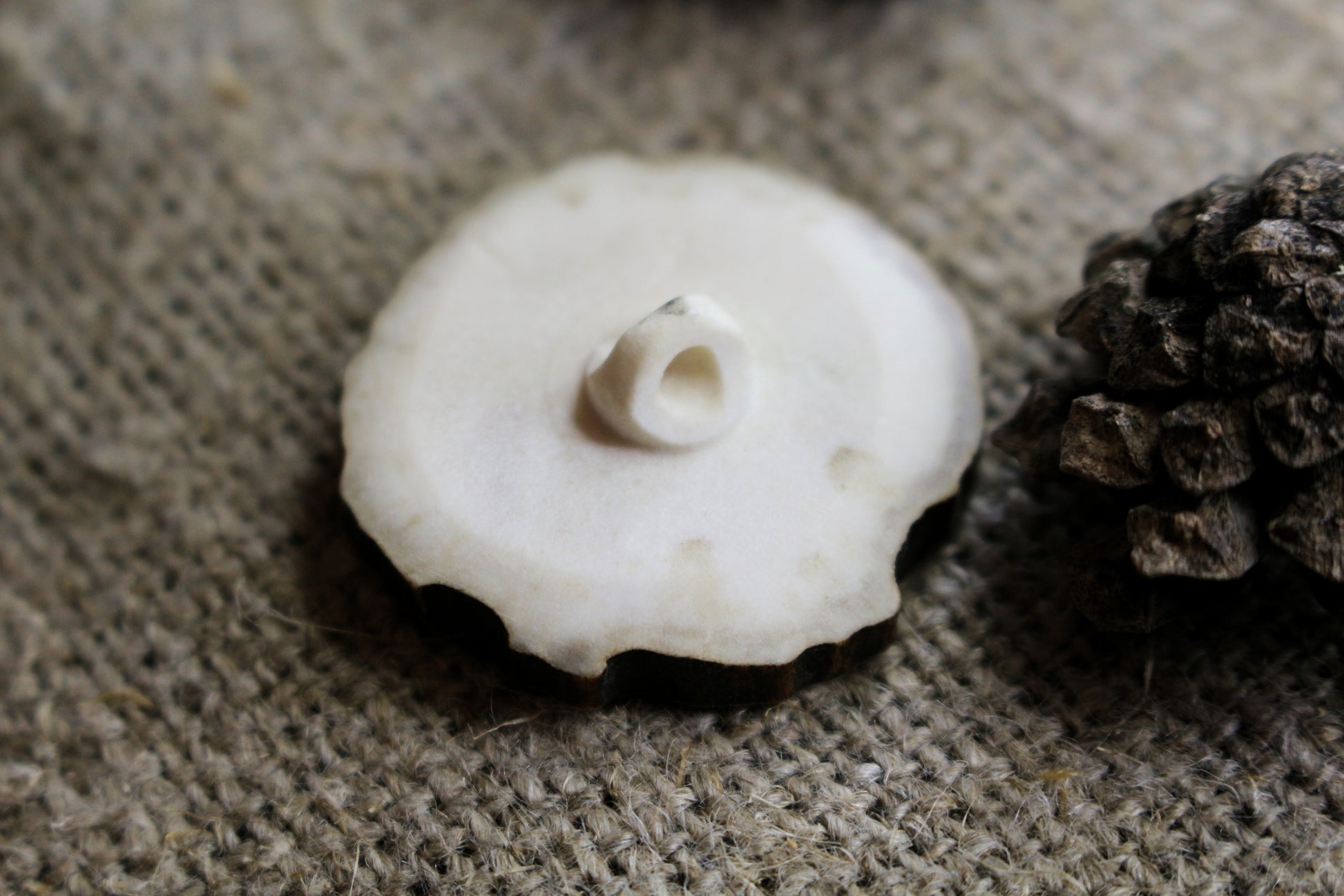 Sewing buttons made from natural deer antler with unique engraving