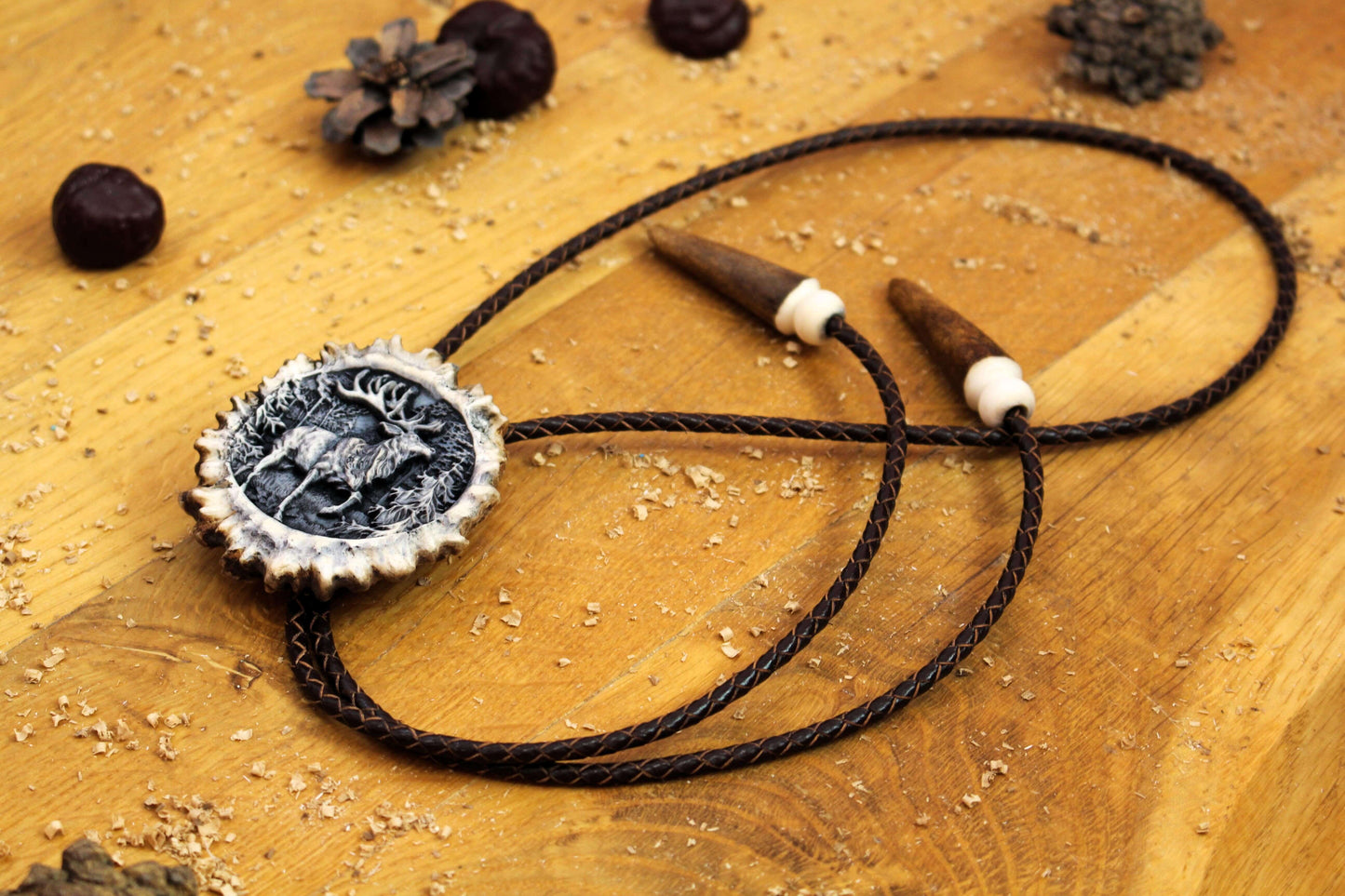 Deer Antler Bolo Tie with a captivating Elegant Deer design