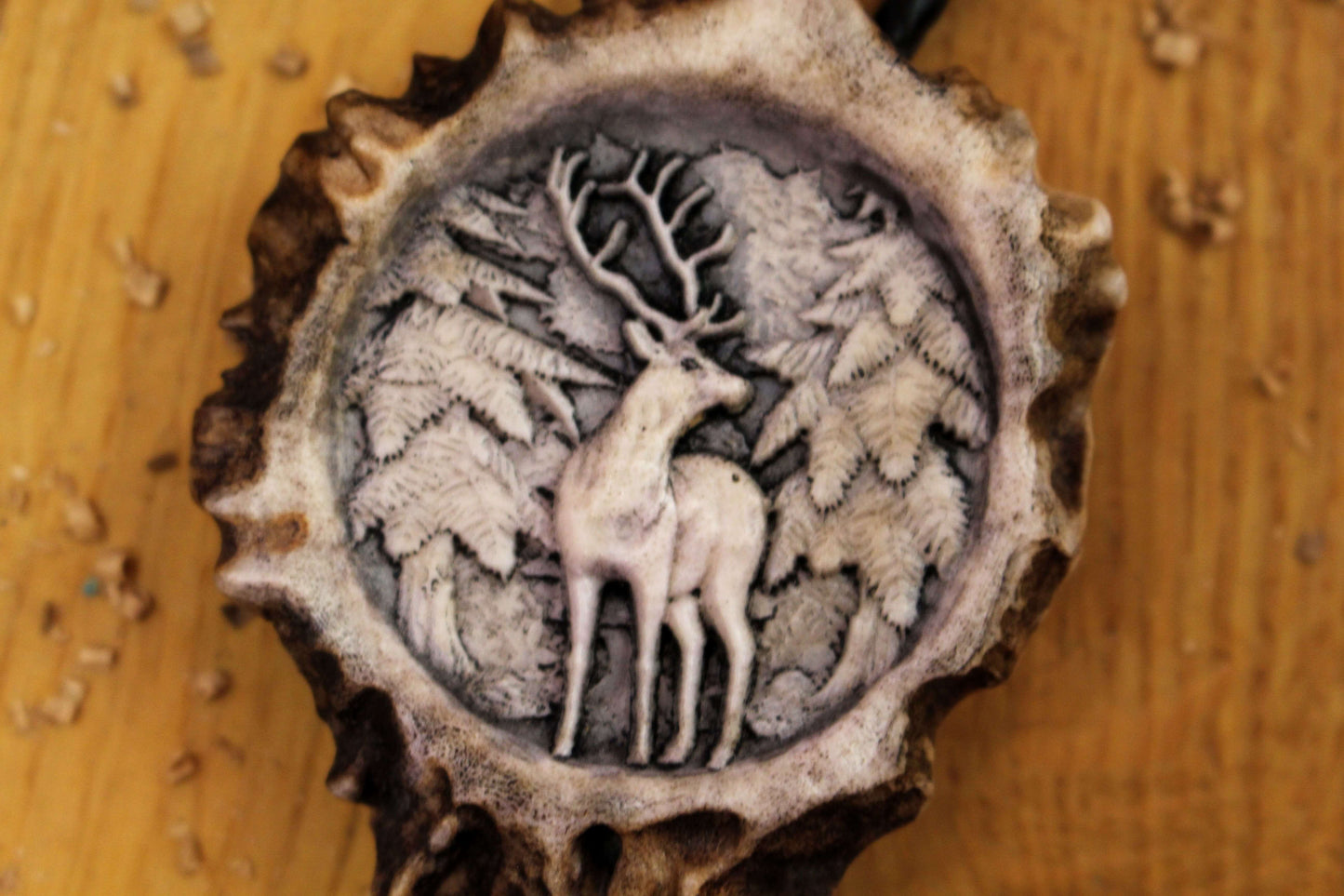 Bolo Tie close up shot of design featuring Deer Standing