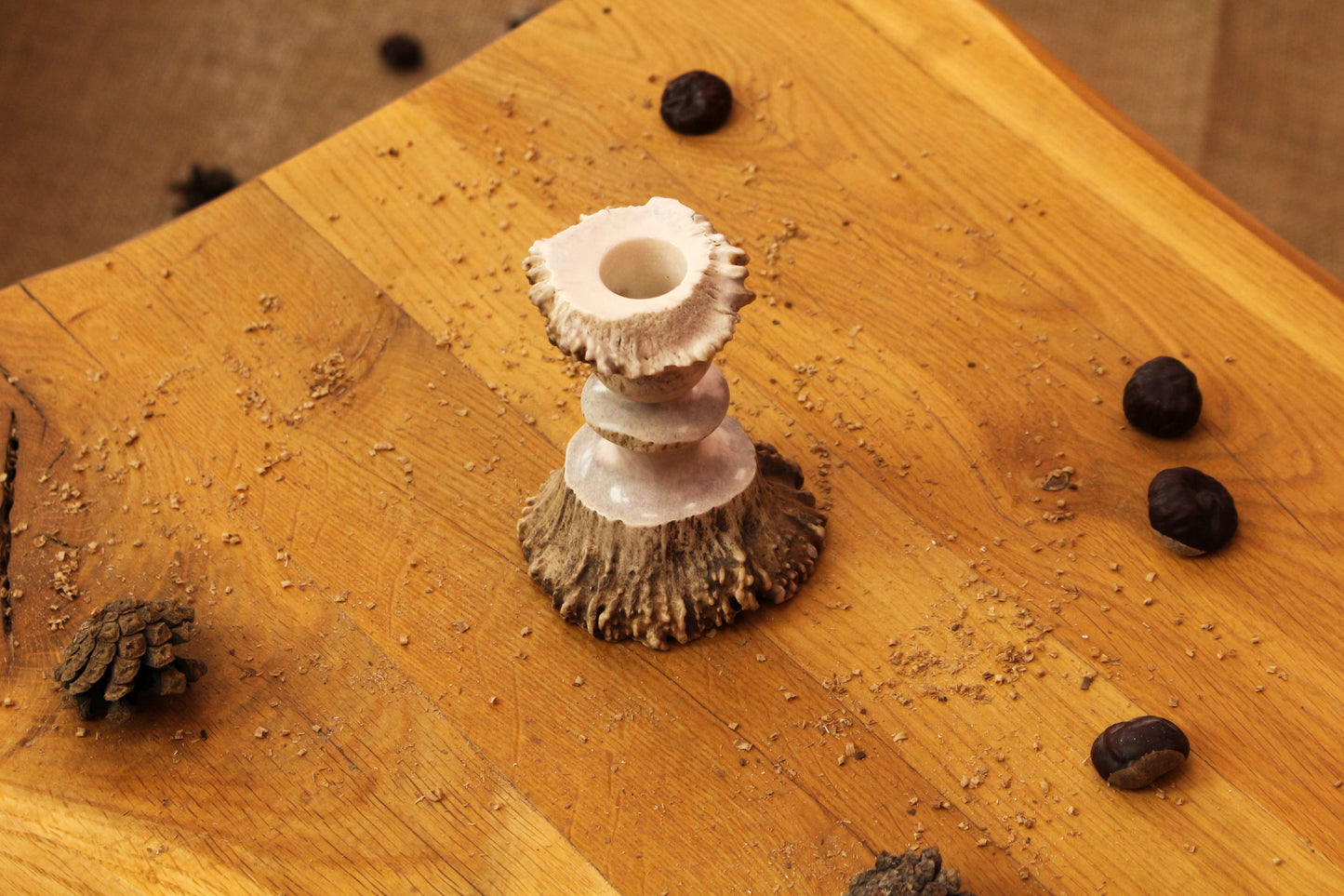 Einzigartiger handgefertigter Kerzenhalter aus Elchgeweih