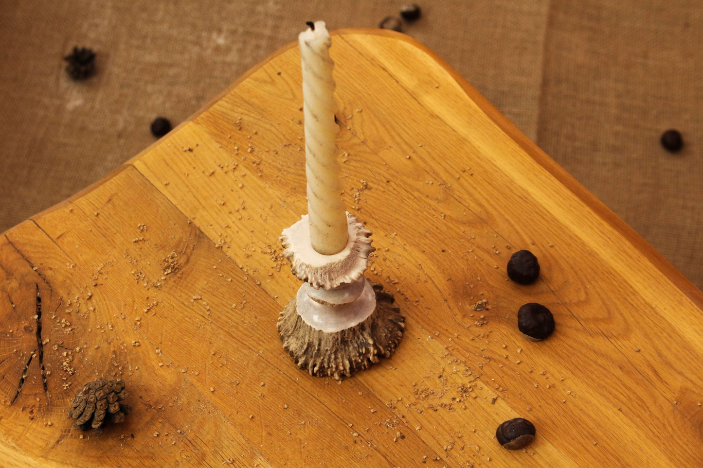 Einzigartiger handgefertigter Kerzenhalter aus Elchgeweih