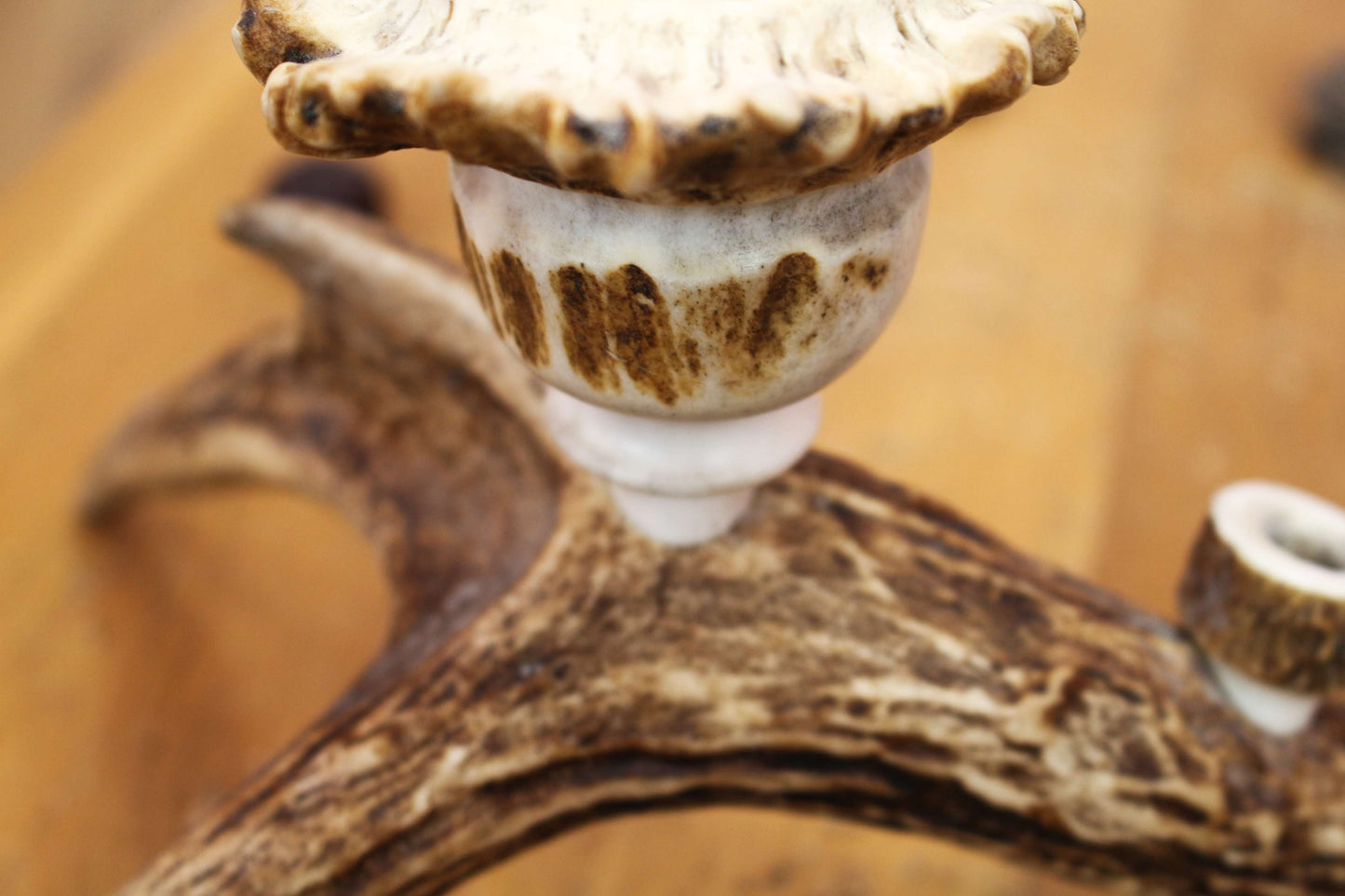 Handmade Moose Antler Candlestick Holder with pen holder