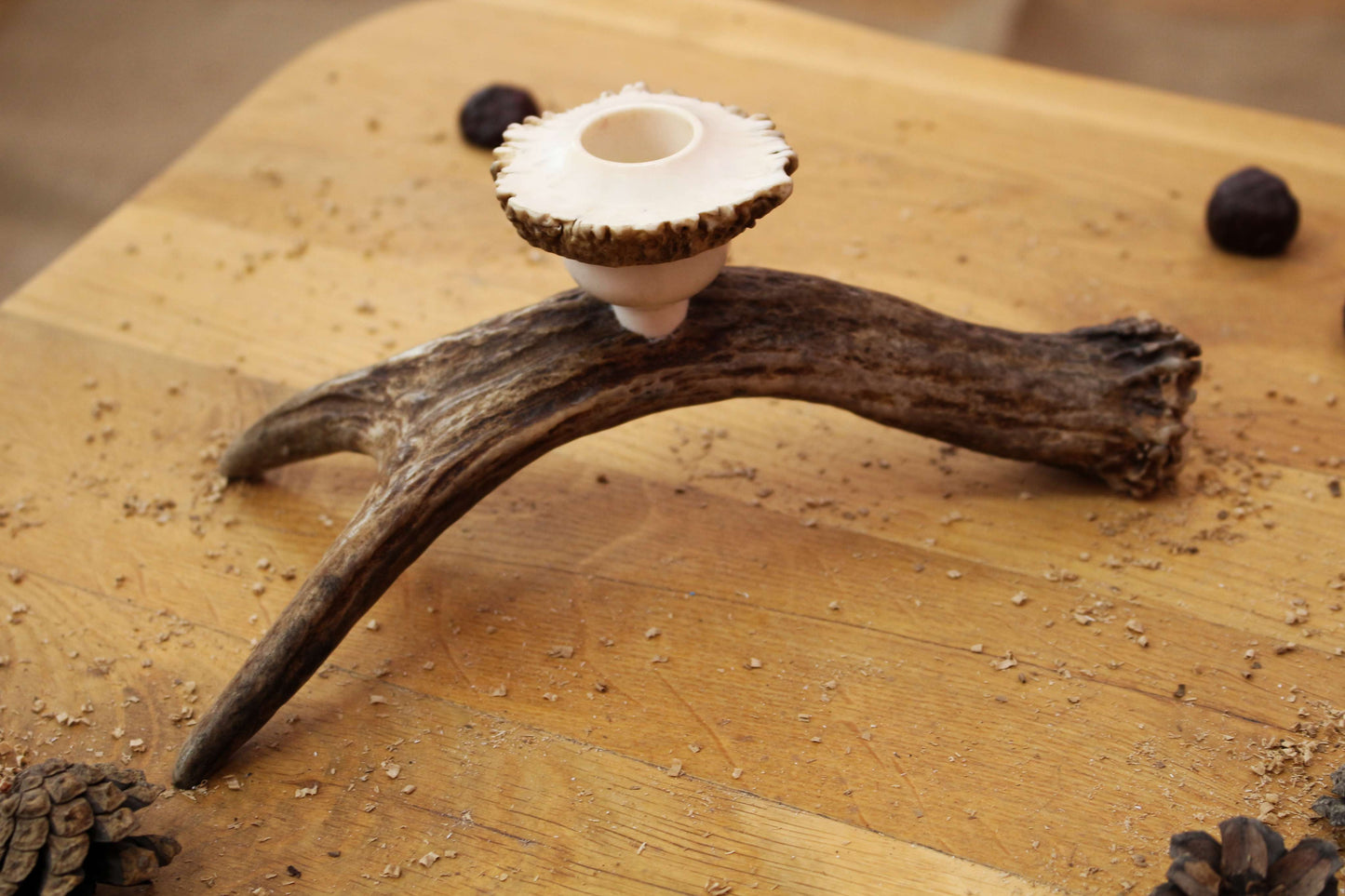 Simple Handmade Moose Antler Candlestick Holder