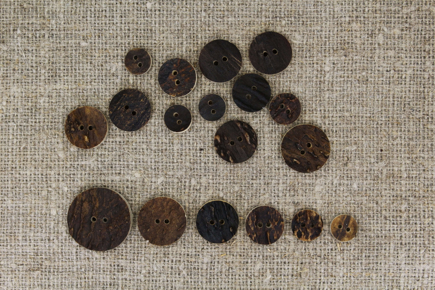 Deer Antler sewing buttons sizes side by side