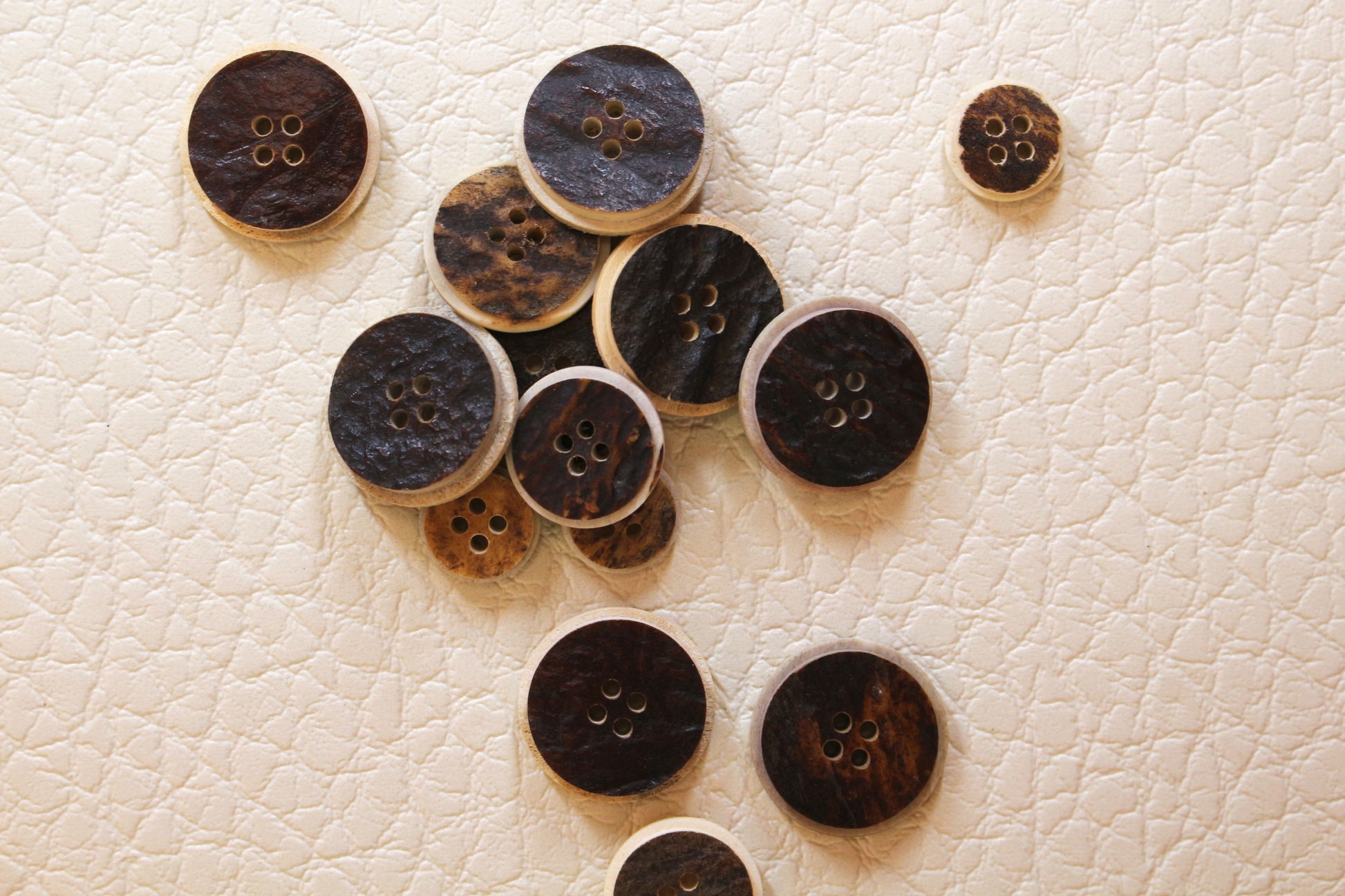 Antler buttons from deer horns with 4 holes