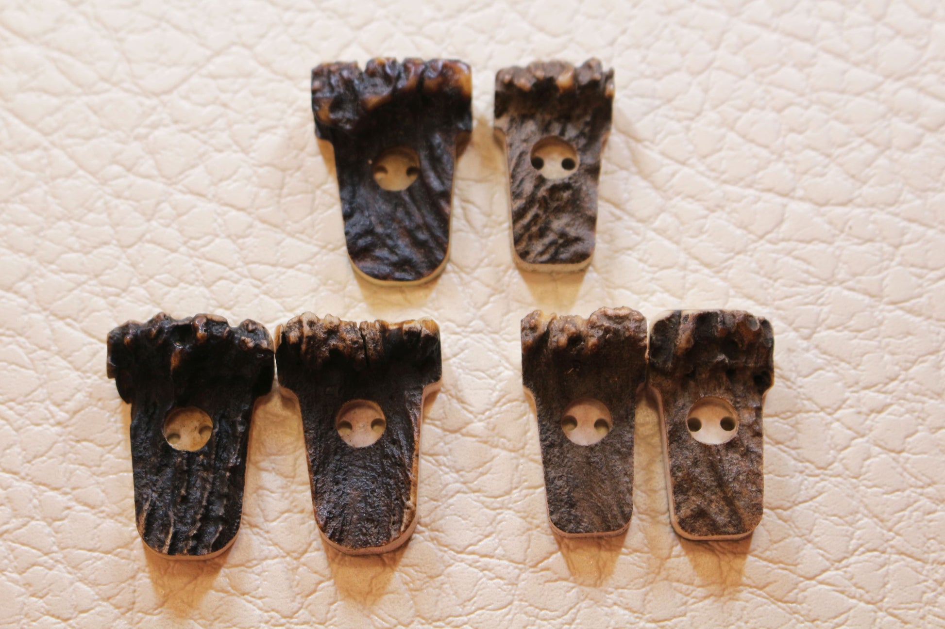 Deer antler buttons, reversknopf model