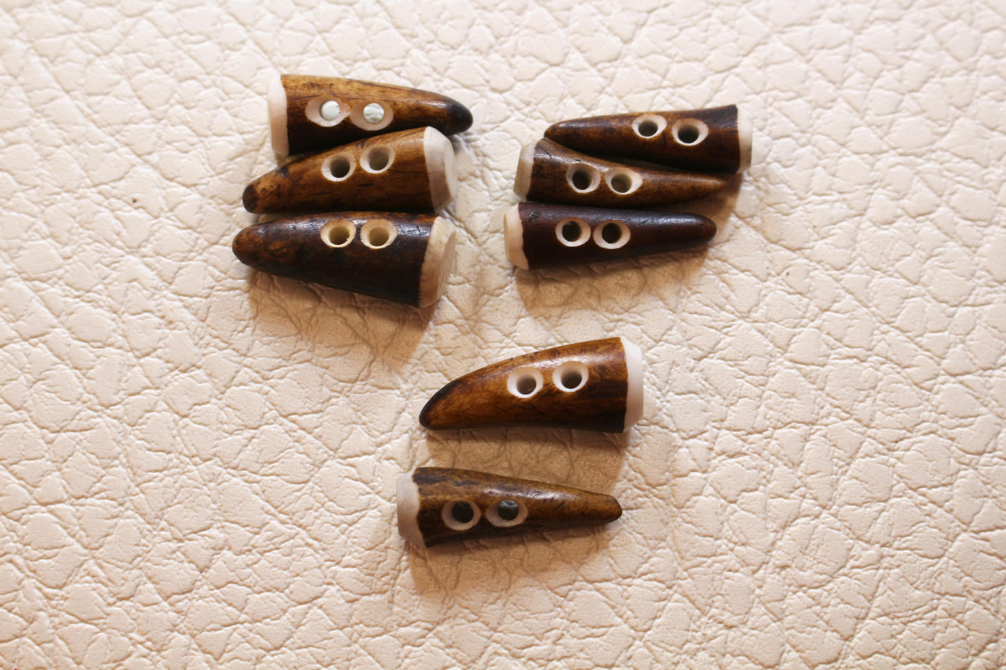 Deer antler tips with holes compared between each other