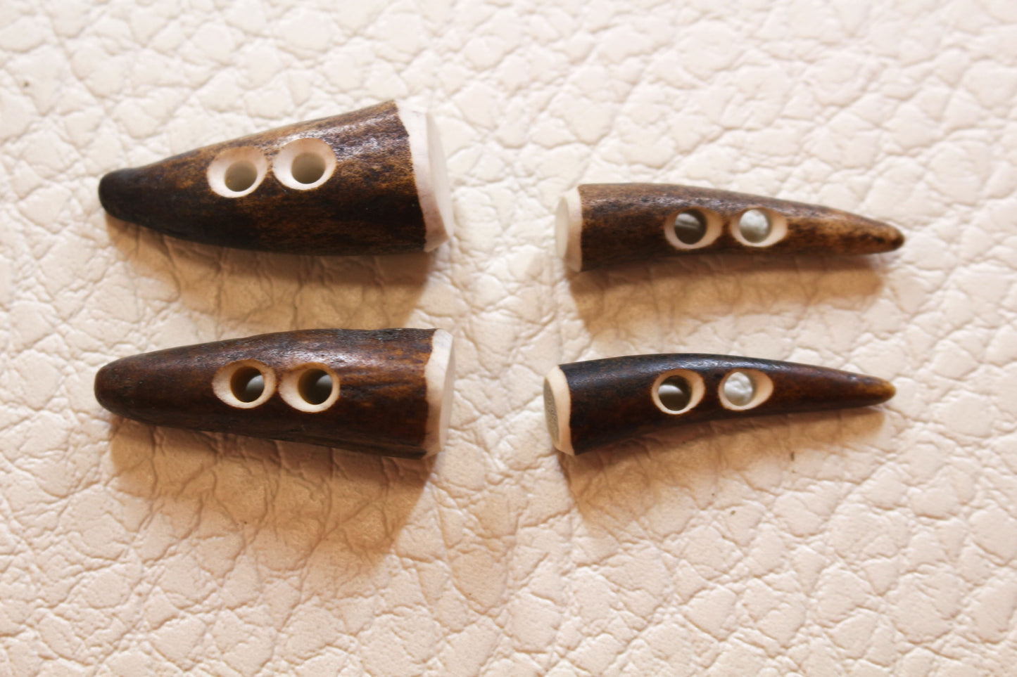 Deer antler tips thich and thin placed close to each other to compare sizes