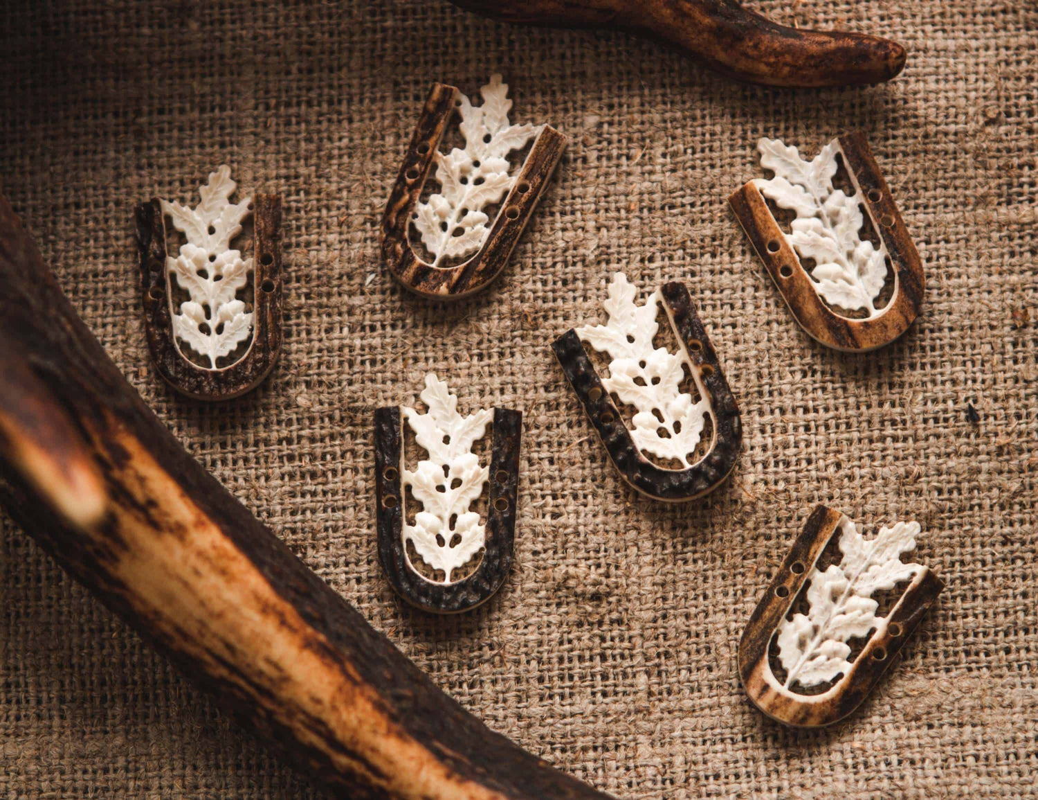 Horn buttons, Handmade with engraved unique button design