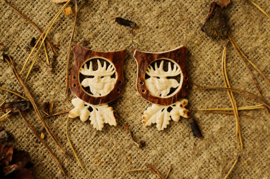 Distinctive deer antler sewing buttons showcasing engraved art