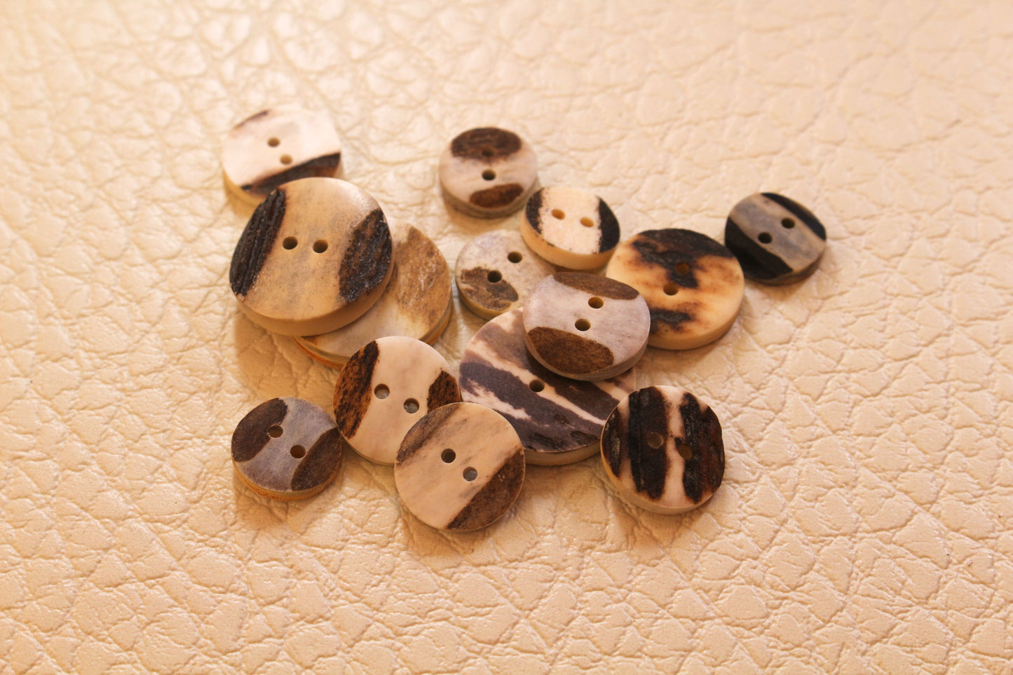 Handmade Deer Antler buttons polished variations