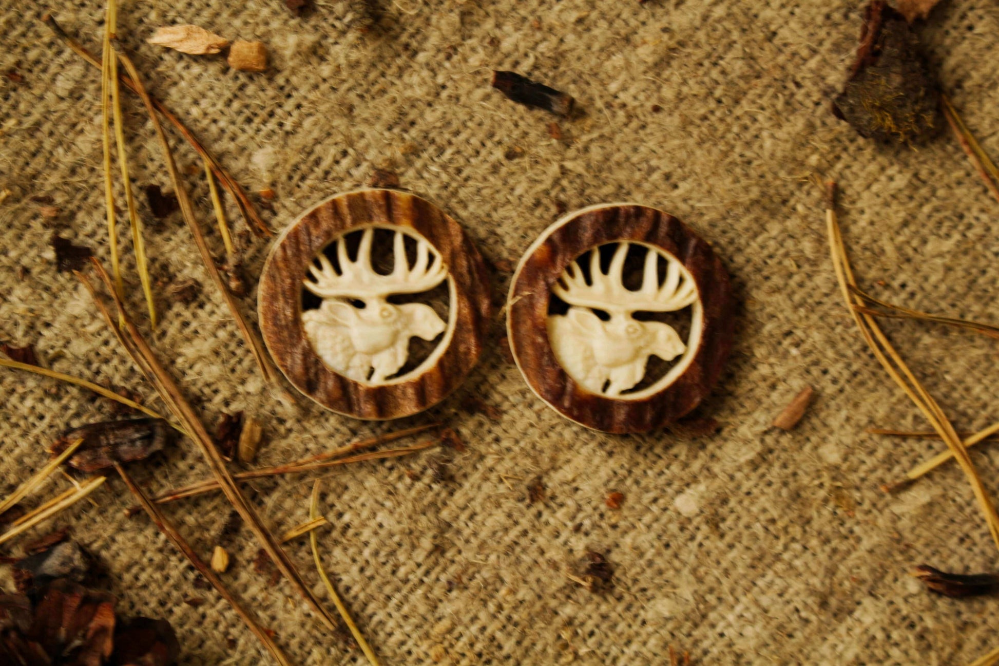 Rustic charm of engraved deer antler sewing buttons